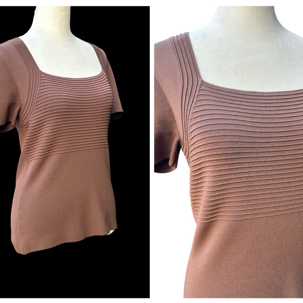 Cable Gauge Sweater Top Stretch Bodycon Brown